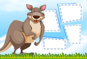 A kangaroo on note template vector