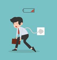 Tired businessman with battery vector