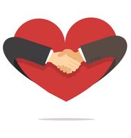 businessman hand shaking hand with heart vector