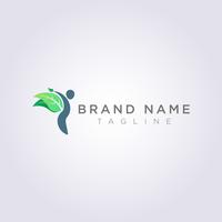 Diseñe el logotipo de una persona con hojas para su negocio o marca. vector
