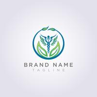 Design a logo with a combination of circles, leaves and health symbols for your business or brand vector