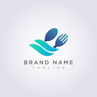 Logo spoon fork with leaves for your restaurant brand or business vector