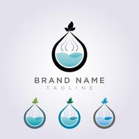 Diseño de icono de logotipo de perfume con hojas en la parte superior para belleza o spa vector