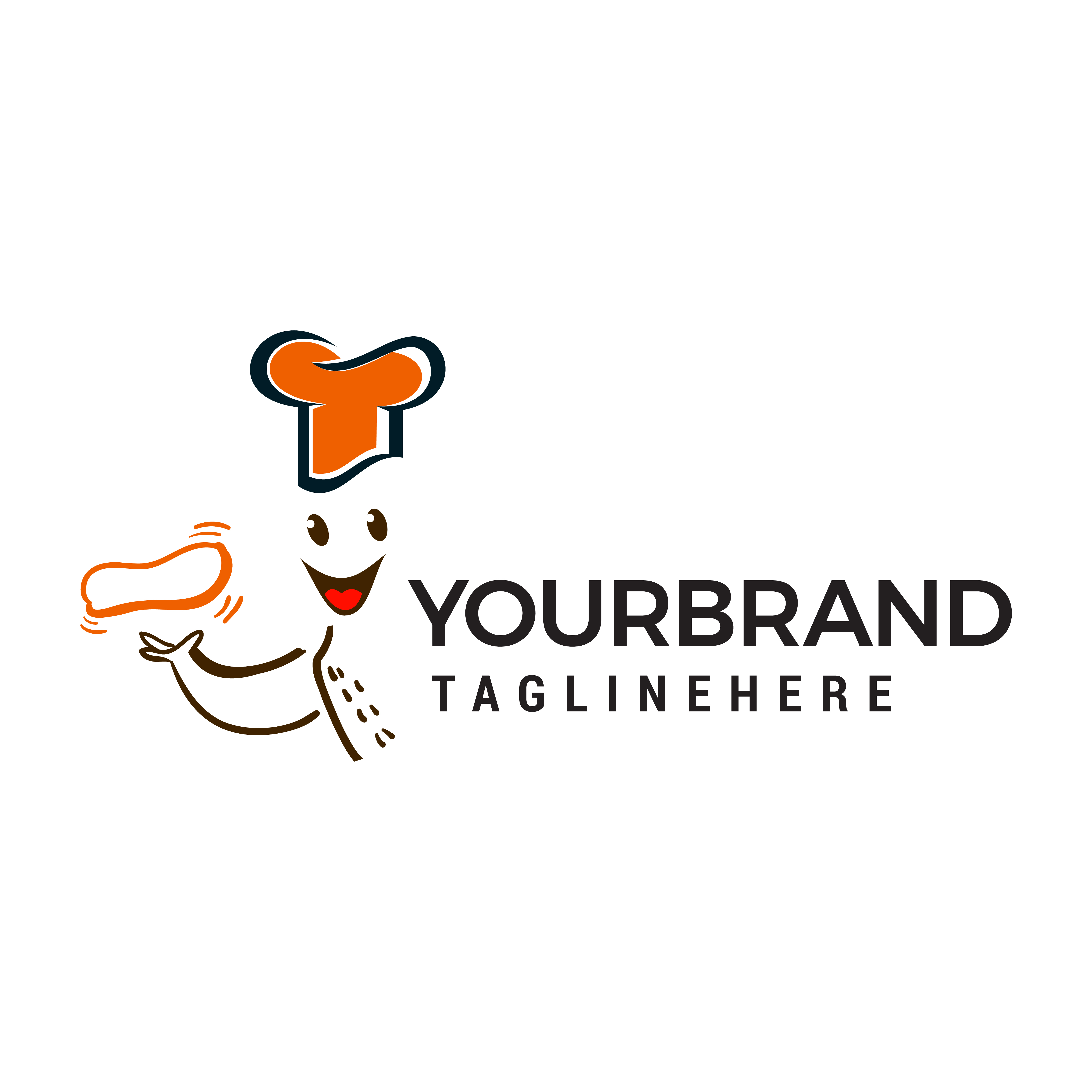 Chef With Food In Hand Logo Design Concept Template Vector