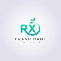 Icono de diseño de logotipo La letra RX con R tiene hojas al final vector