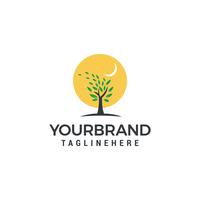 Sun logo with a tree Logo template vector