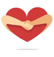 people hand shaking hand with heart vector