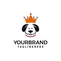 Concepto de diseño de logotipo de rey perro, plantilla de diseño de logotipo de vector de corona de perro