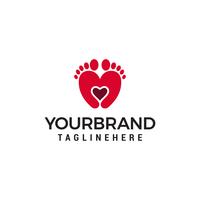 Two feet and heart logo design concept template vector