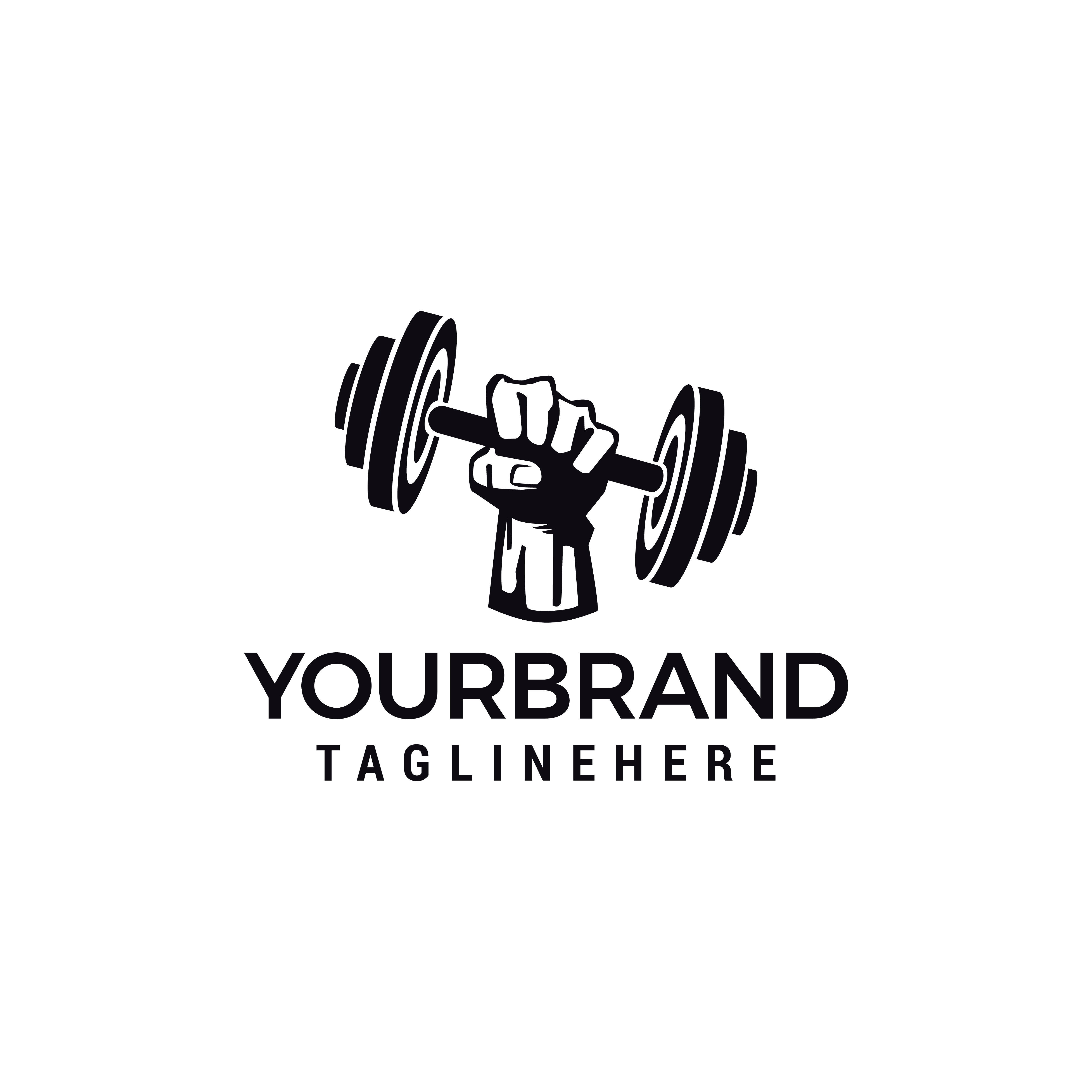 Hand Barbel Vector Logo Design For Fitness Club Design Vector