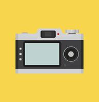 hanging old camera  in a flat style with strap vector