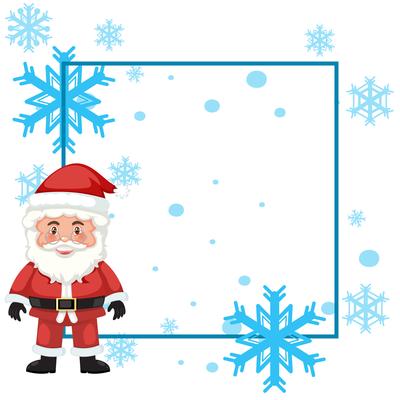 A santa frame with snowflake background