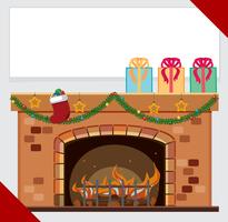 Banner template with presents on fireplace vector