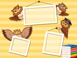 Owl on photo frame vector