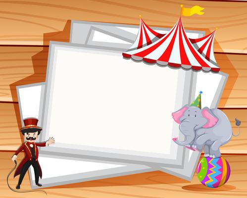 Border design with elephant show at circus