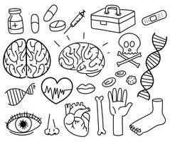 A Set of Doodle Medical Symbol vector