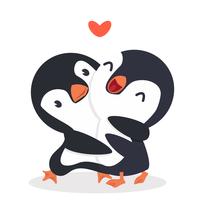 Cute  Penguins happy Couple hug vector