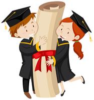 Hombre y mujer en bata de graduación vector