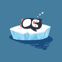 pingüino durmiendo en el hielo vector