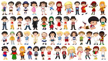 Set of multicultural children vector