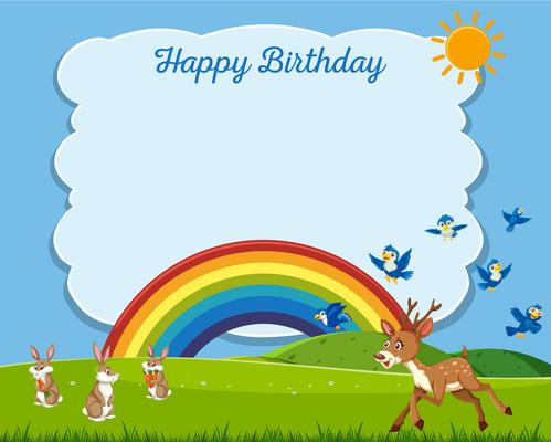 Animals in nature birthday template