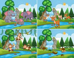 A set of nature scene with animals vector