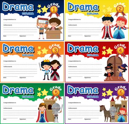 Set of drama diploma certificate template