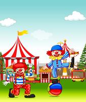 Two jesters performing in the amusement park vector