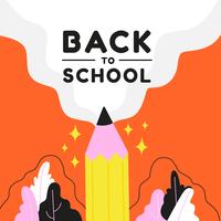 Back To School With Pencil And Leaves vector