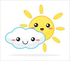 Weather forecast vector cute kawaii cartoon.