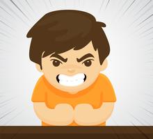 An angry child who shows violent aggressive behavior Because he was raised wrongly. vector