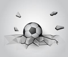 Fútbol en la pared rota. vector