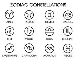 The 12 Zodiacal Constellations. vector