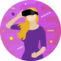 Chica con gafas de realidad virtual. vector