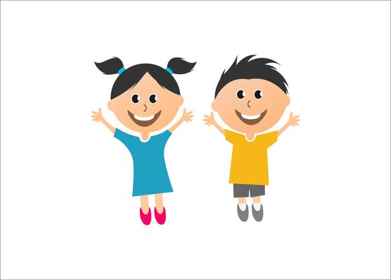 Happy kids creative vector art