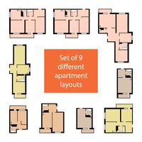 Conjunto de 9 diseños de apartamentos diferentes vector