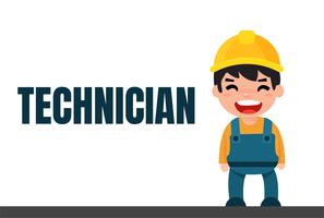 Cute Cartoon Engineer Technician and Building Construction Worker vector