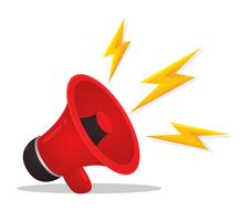 Red megaphone is advertising. Selling products online, vector illustrator.
