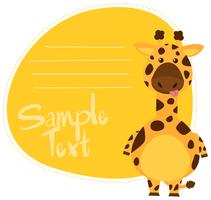 Cartoon giraffe note template vector