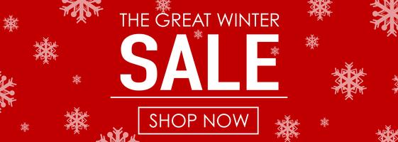 Winter sale with snowflakes on red background vector