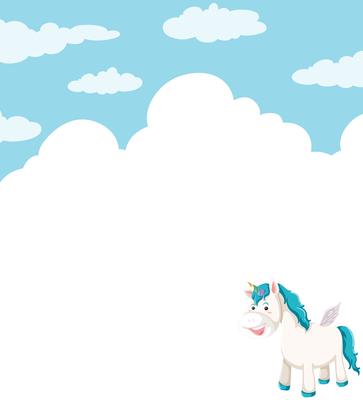 Unicorn cloud backgroun frame