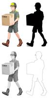 Set of delivery man character vector