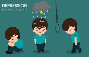 Hombres con síntomas bipolares o depresión y deben consultar a un psiquiatra. vector