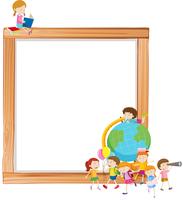 Children on wooden frame vector
