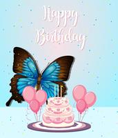 Butterfly on birthday frame vector