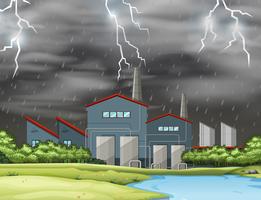 Thunder in factory scene vector