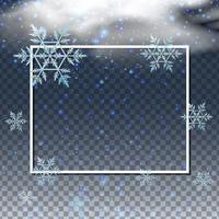 Border template with snowflakes in the sky vector