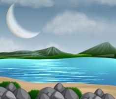 Lake scene with moutains vector