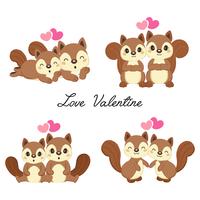 Conjunto de pareja Ardillas enamoradas para el día de san valentín. vector