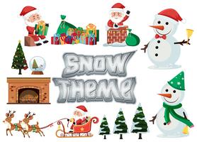 Set of snow and christmas theme vector